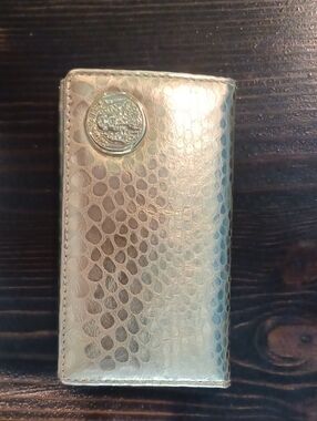 Vince Camuto Gold Embossed Snake-Texture Wallet